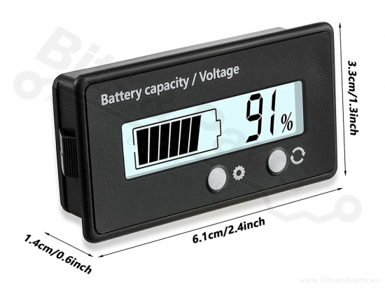 Battery capacity meter/display for lithium batteries blue